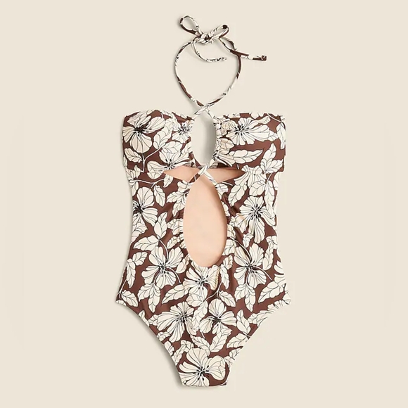 J. Crew Other - J Crew Cutout one-piece swimsuit in floral Brown White 16